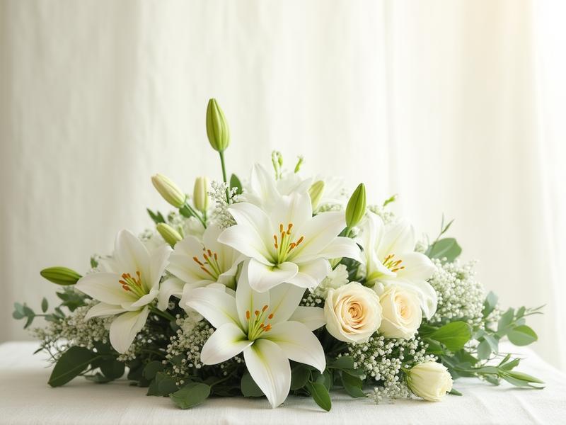 Elegant white lily and rose arrangement
